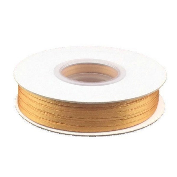 Antique Gold Ribbon | Gold Satin Ribbon | Gold Ribbon | 1/8 Inch Old Gold Satin Ribbon - Double Faced - 100 Yard Spool