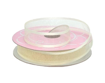 Sheer Ivory Ribbon | Sheer Cream Ribbon | Ivory Arabesque Ribbon - 5/8in. x 25 Yards - 1 Spool