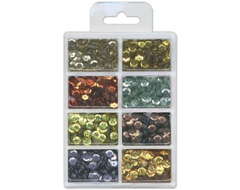 Metallic Sequins | Gold Cup Sequins | Cup Sequin Kit -  Dazzling Metallics - 7mm - .56oz (nmgc457j)