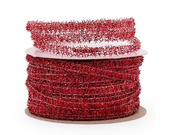 Red Tinsel Cord | Christmas Tinsel Cord | Red Metallic Mini Tinsel Cord - 1/4in. x 25 Yards (pm56171930)