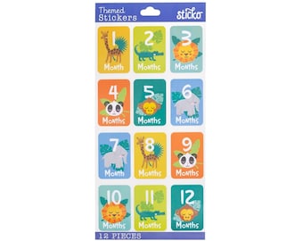 Baby Growth Chart Labels | Baby Boy Month Stickers - 12 Pieces/Pkg. (nm8601309)