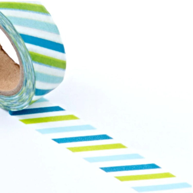 Blue Green Embellishment Blue Green Slope Print Washi Tape 916in x 10 Yards pm34380703