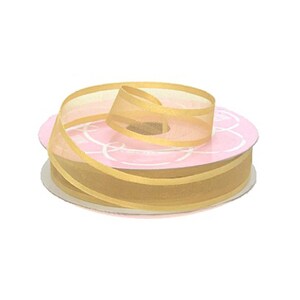 Sheer Gold Ribbon | Gold Anniversary Ribbon | Old Gold Arabesque Ribbon - 5/8in. x 25 Yards - 1 Spool