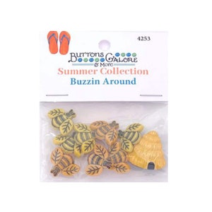 Honey Bee Buttons | Bee Buttons - Buzzin Around - Shank Back - 9 Assorted Pieces (nmbtp4253)