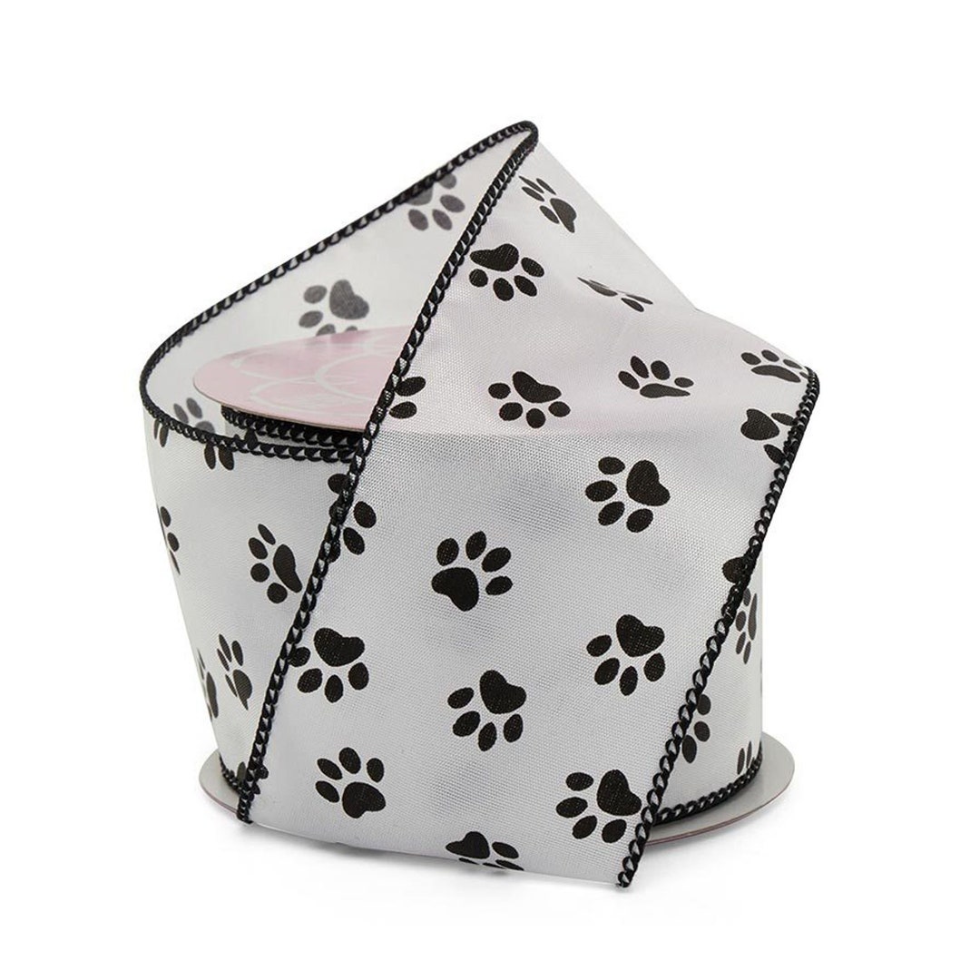 Paw Print Ribbon Animal Print Ribbon Paw Print Satin Wired - Etsy