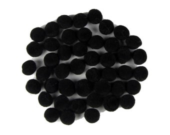 Black Pom Poms | Black Craft Poms | Black Pom-Poms - .75in. - 45 Pieces/Pkg. (nmpom.7562024)
