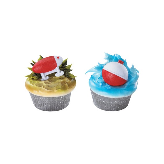 Fishing Cupcake Toppers Fishing Cake Decor Fishing Lure and Bobber Cupcake  Rings 12 of Each Design 24 Pieces/pkg. dp14289 