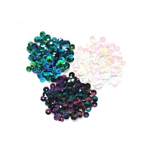 Pearl Sequins | Teal Sequins | Black Sequins | Pearl/Teal/Black Sequins - 5mm - 15 grams (dar30054285)