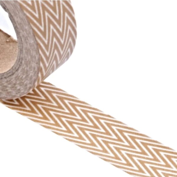 Kraft Embellishment | Kraft Washi Tape | Kraft and White Zig Zag Washi Tape - 9/16in. x 10 Yards (pm34381003)