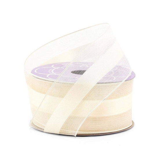 Wide Cream Ribbon Wired Ivory Ribbon Ivory Satin Middle 