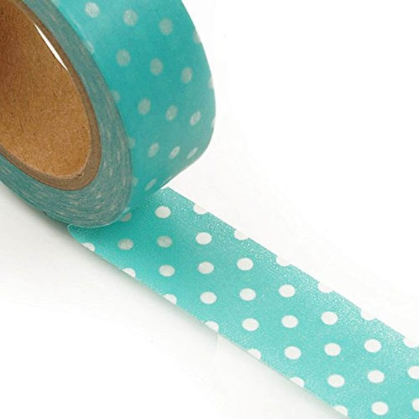 Cheap Washi Tape | Blue Polka Dots Washi Tape | White Blue Dots Washi Tape - 9/16in. X 10 Yards (pm34380101)