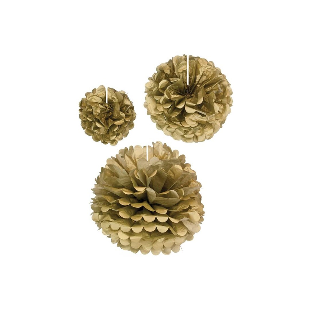 Gold Pom Poms Gold Party Decor Large Gold Poms Tissue Etsy