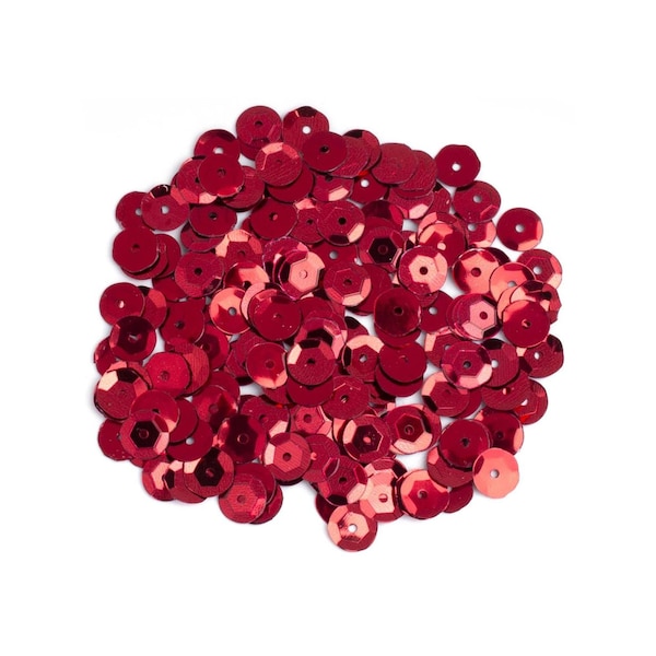 8mm Red Sequins | Red Cupped Sequins - 8mm - 200 Pieces/Pkg. (nmsqu40000869)