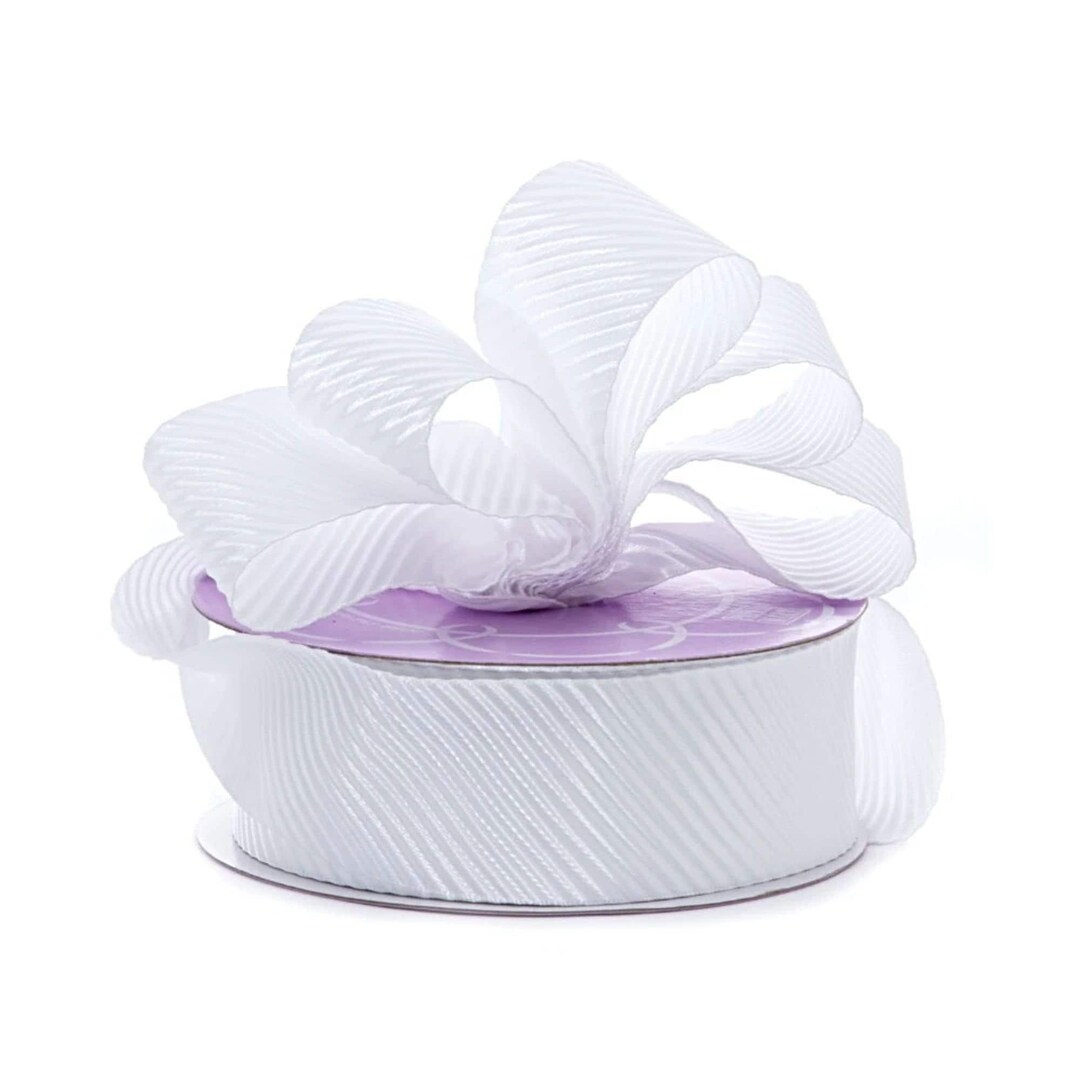White Striped Ribbon | White Ribbed Ribbon | White Diagonal Embossed ...