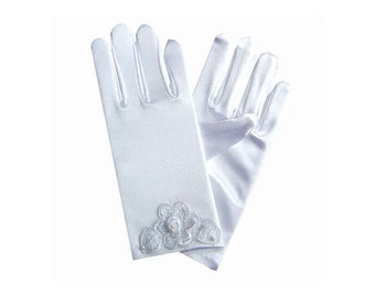 OLT Fashion Childrens Wrist Length Satin Gloves Size 8-12 