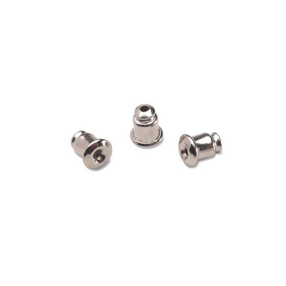 5mm Earring Backs | Bullet Clutch Earring Backs - Nickel Plated Brass - 5mm  Pad - 16 Pieces/Pack (dar191310)