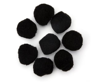 Big Black Pom Poms | Black Craft Poms | Black Pom-Poms - 2in. - 8 Pieces/Pkg. (nm40000802)