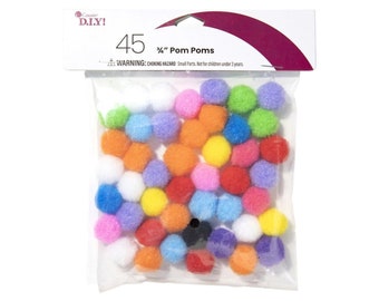 Colorful Pom Poms | Multicolor Pom-Poms - .75in. - 45 Pieces/Pkg. (nm40000788)