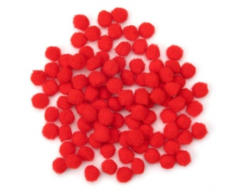 10mm Red Pom Poms | Christmas Red Pom-Poms - 10mm - 100 Pieces/Pkg. (nm40000772)