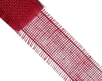 Red Jute Ribbon | Rustic Red Ribbon | Red Burlap Fringe Ribbon - 2 1/2in. x 10 Yards (pm56127230)