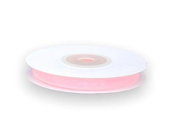 Light Pink Ribbon | Narrow Pink Ribbon | 1/4 Inch Organza Ribbon - Light Pink - 25 Yard Spool (gi14organzaribbonltpink)