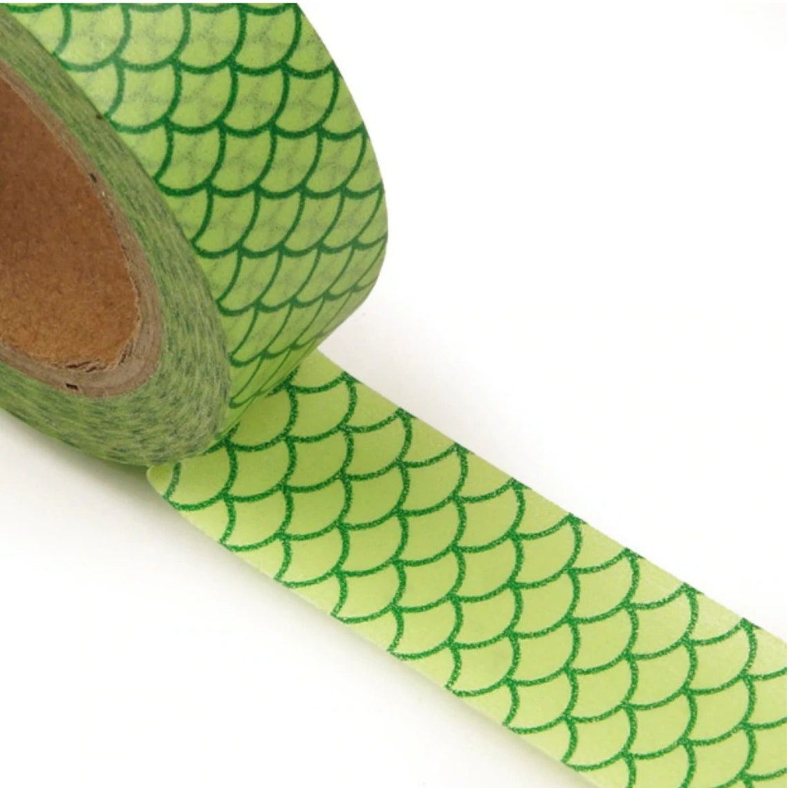 Fish Scales Fish Scale Tape Scallop Washi Tape Green Etsy