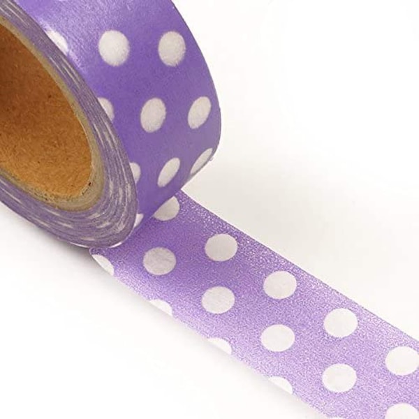 Lavender Polka Dot Washi Tape | Lavender with White Large Dot Washi Tape - 9/16in. X 10 Yards (pm34380402)