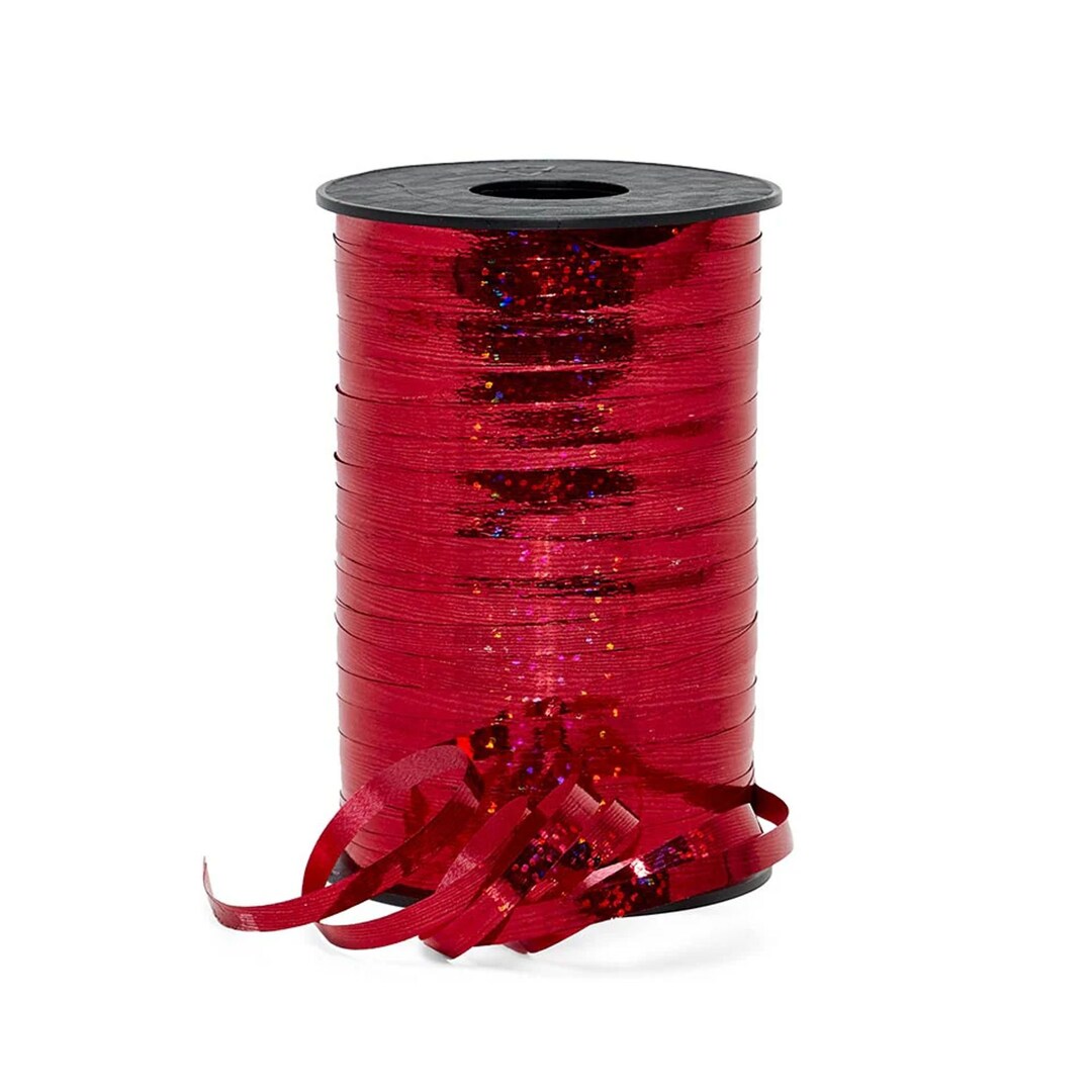 Prismatic Red Ribbon Red Curly Ribbon Red Holographic - Etsy