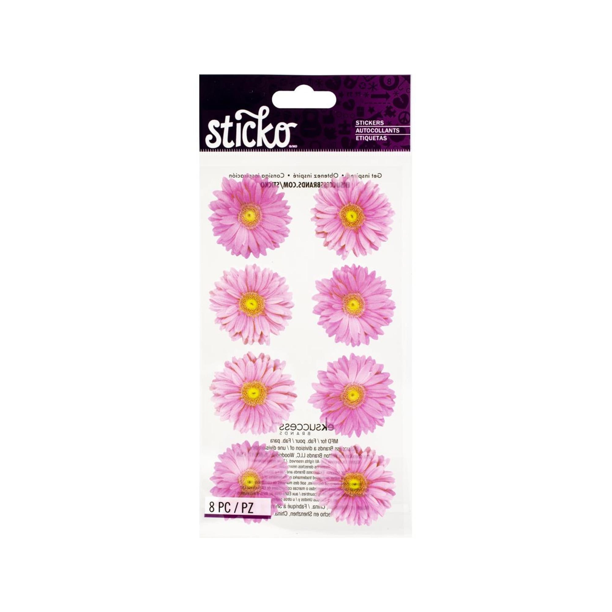 Printed Hot Pink Daisy Flower Sticker