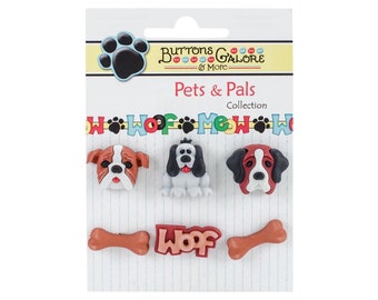 Dog Buttons | Dog Bone Buttons | It's A Dogs Life Buttons - Shank - .75in. - 6 Pieces/Pkg. (nmbg3dbpp101)