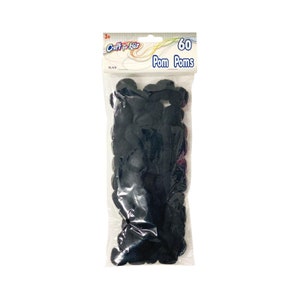 25mm Black Poms | Halloween Pom Poms | Black Pom Poms - 25mm - 60 Pieces/Pkg. (nmhtpom124)