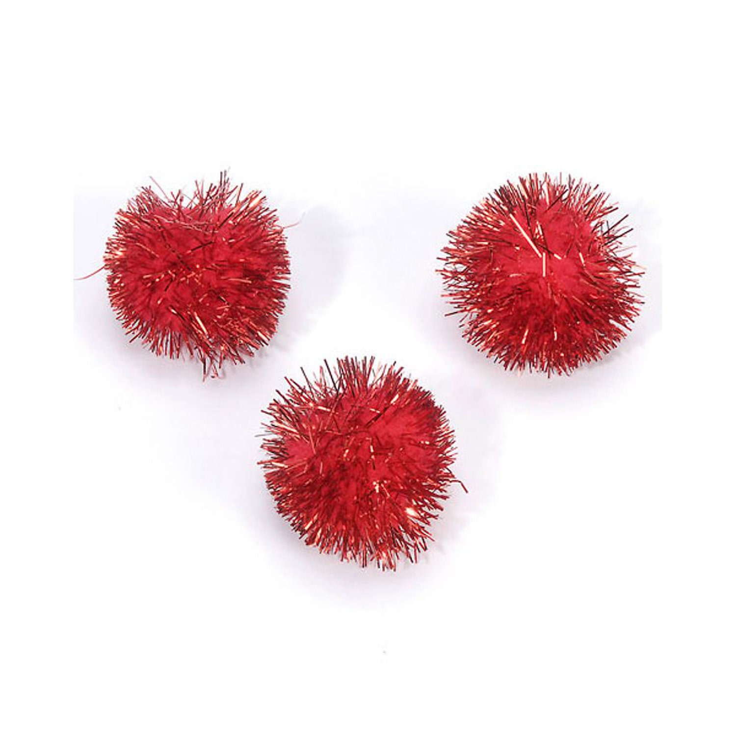 Red Tinsel Pom Poms