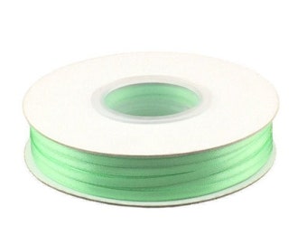 Easter Ribbon | Green Satin Ribbon | Mint Green Ribbon - 1/8 Inch - Double Faced - 100 Yard Spool (gi18satribbonmint)