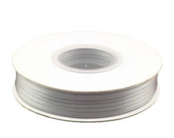 Silver Satin Ribbon | Silver Ribbon | 1/8 Inch Silver Satin Ribbon - Double Faced - 100 Yard Spool (gi18satribbonsilver)