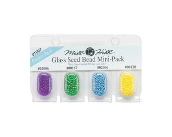 Purple Seed Beads | Yellow Seed Beads | Glass Seed Bead Mini Pack - 02101, 00167, 02006, 00128 - 830mg of Each Color (nmgbmpk01007)
