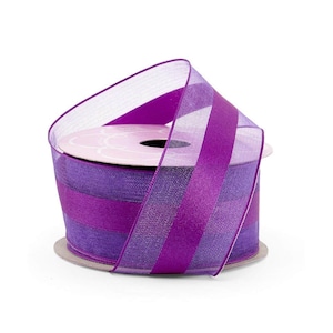 Sheer Purple Ribbon | Wide Purple Ribbon | Purple Satin Middle Sheer Wired Ribbon - 1 1/2in. x 10 Yds (pm4823826)