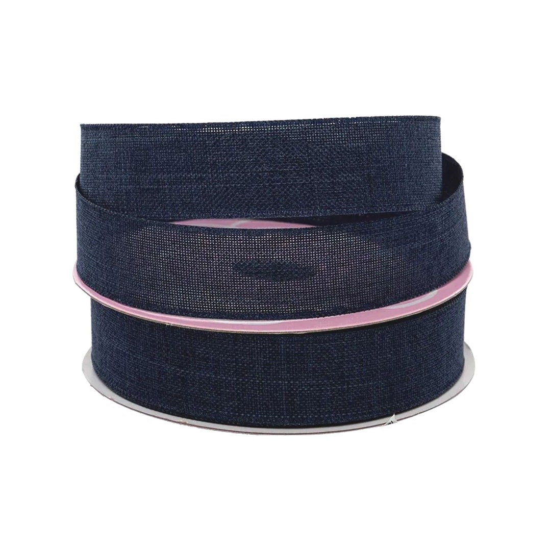 Navy Linen Ribbon Dark Blue Linen Ribbon Faux Linen Ribbon Etsy