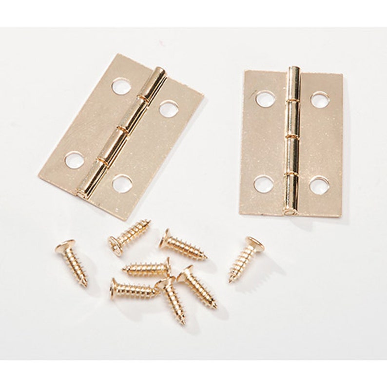 2 sets dar914214 1.1 inches Iron Hinges with Brass-Plated Screws Iron Hinges Gold Hinges
