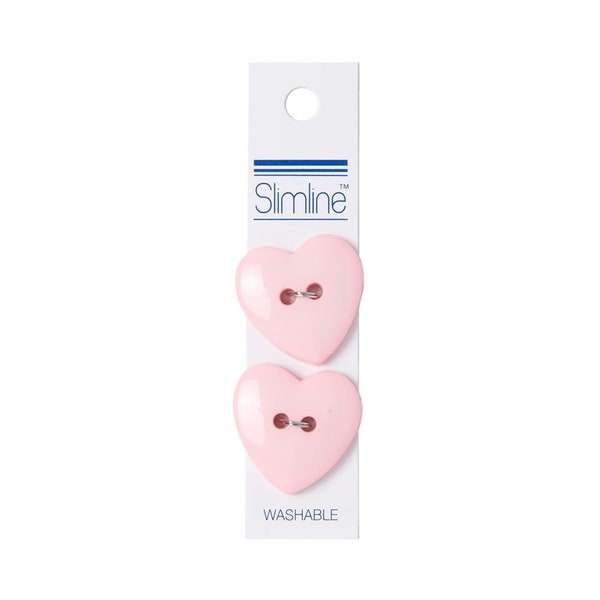 Heart Shaped Buttons | Pink Heart Buttons - 2-Hole - 1in. - 2 Pieces (nmSLF1.25-113)