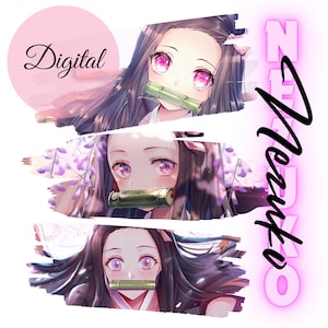 Coole Anime Vektor für Tshirt - Digitale Manga Clipart zum sofortigen Download - D3m0nn Sl4y3rr - N3zuk0 K4m4doo