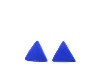 Cobalt blue triangle studs, blue triangle earrings, triangle studs, triangle earrings, blue studs, cobalt blue earrings, geometric earrings