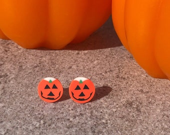 Pumpkin earrings, Pumpkin studs, Halloween Earrings, Halloween jewellery, Jack O Lantern earrings, Spooky earrings, novelty Halloween studs