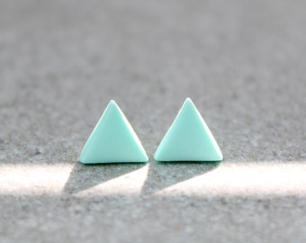 Mint Triangle Earrings, Mint Green Studs, Pastel Mint Earrings, Triangle Studs, Minimalist Studs, Geometric earrings, Everyday earrings