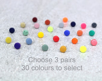Mini Dot Studs Set: Choose 3 Colours, Multicoloured Tiny Dot Stud Gift Sets