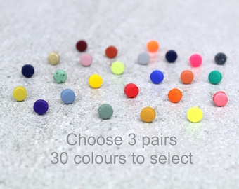 Set of 3 Mini Studs, Choose your colours, Stud Earrings Gift Set, Gift Set Mini Studs, Multicoloured Studs, Letterbox Gifts, Tiny Dot Studs