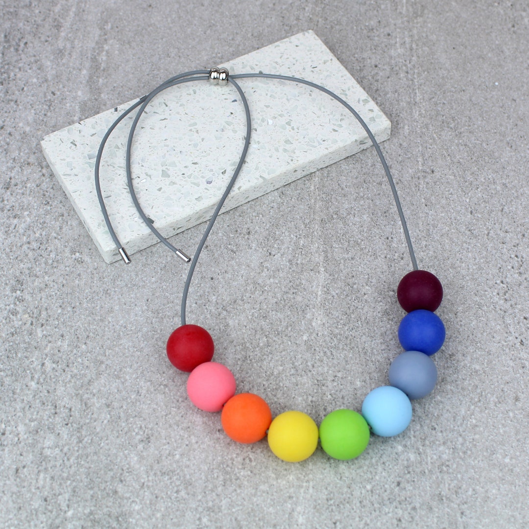 Rainbow Necklace Rainbow Bead Necklace Rainbow Beads Etsy