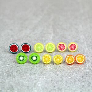 Kiwi Fruit Earrings, Kiwi Fruit Studs, Cute Earrings, Kiwi Earrings, Kiwi Fruit Posts, Novelty earrings, Fruit Earrings, Letterbox gifts image 10