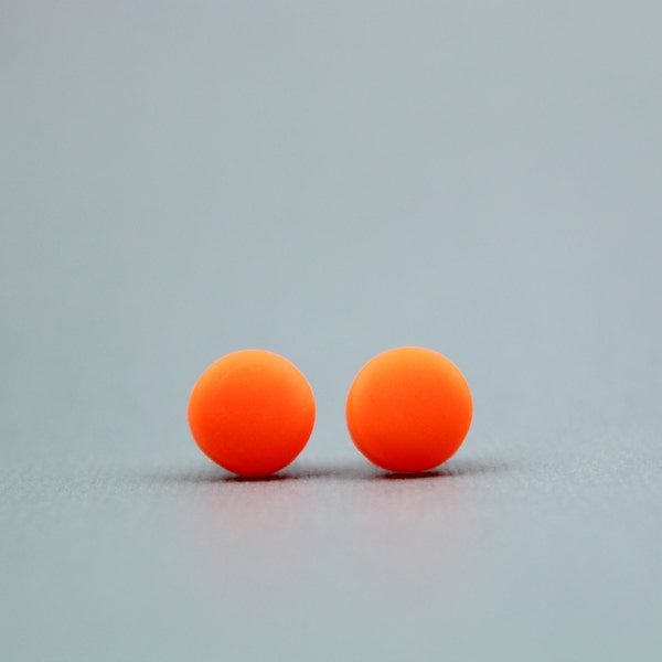neon orange studs, neon orange earrings, fluorescent orange earrings, fluro studs, neon accessories, orange studs, orange earrings, neon