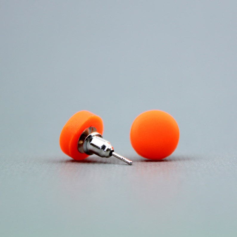 Neon Orange Studs Neon Orange Earrings Fluorescent Orange Etsy
