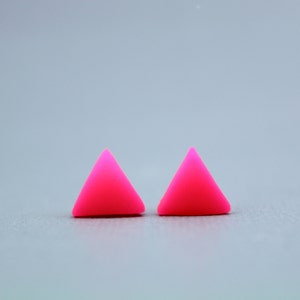 Neon Pink Triangle Earrings, Fluorescent Pink Triangle Earrings, Pink Triangle Earrings, Fluorescent Triangle Earrings, Festival Jewellery